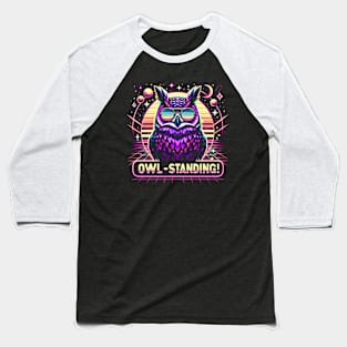 Owl-standing - Synthwave Baseball T-Shirt